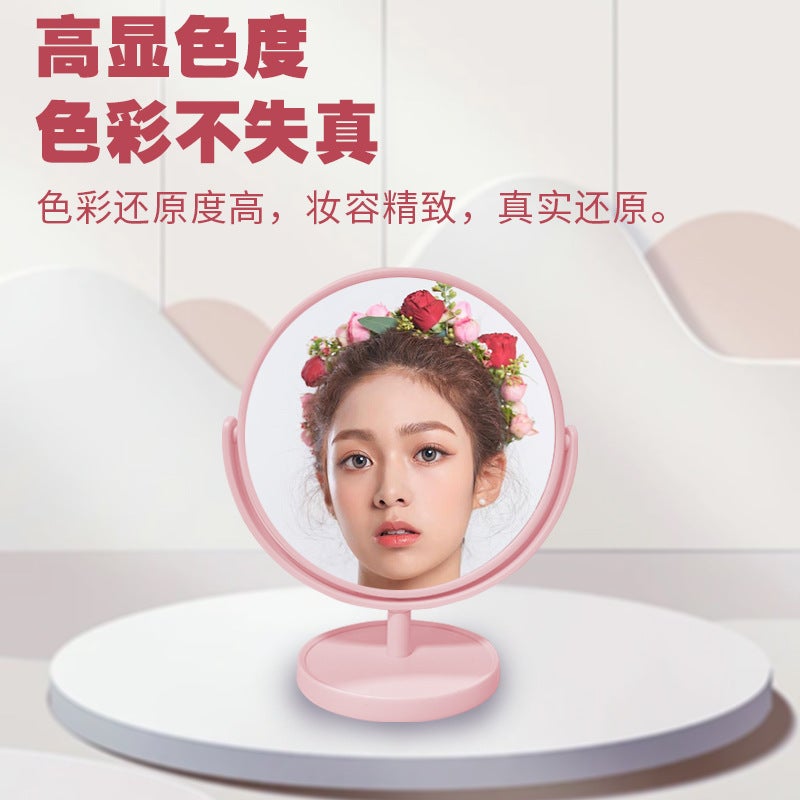 Makeup Mirror Dressing Table Household Double-Sided Desktop Portable Student Dormitory Desktop Internet-Famous Beauty Makeup Mirror Princess Mirror - Image 3